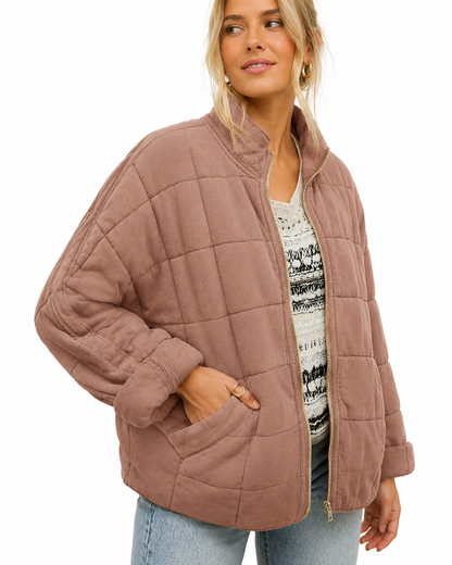 Women's Lightweight Quilted Jacket – Relaxed Fit for Winter