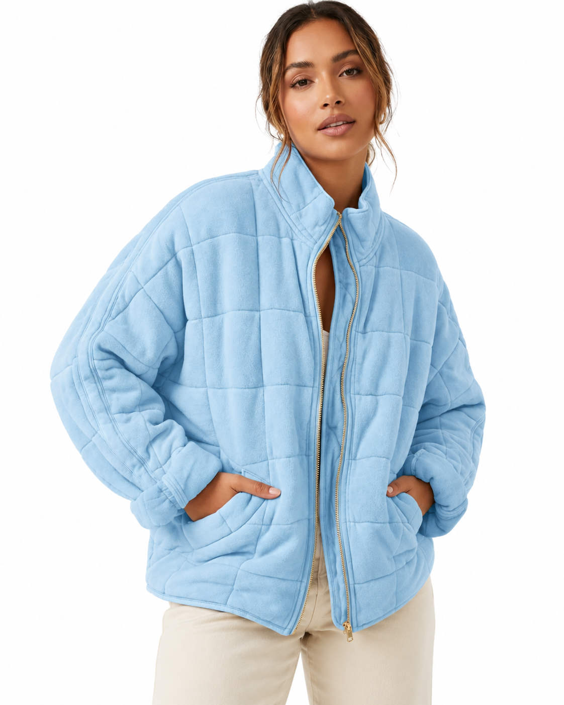 Women's Lightweight Quilted Jacket – Relaxed Fit for Winter
