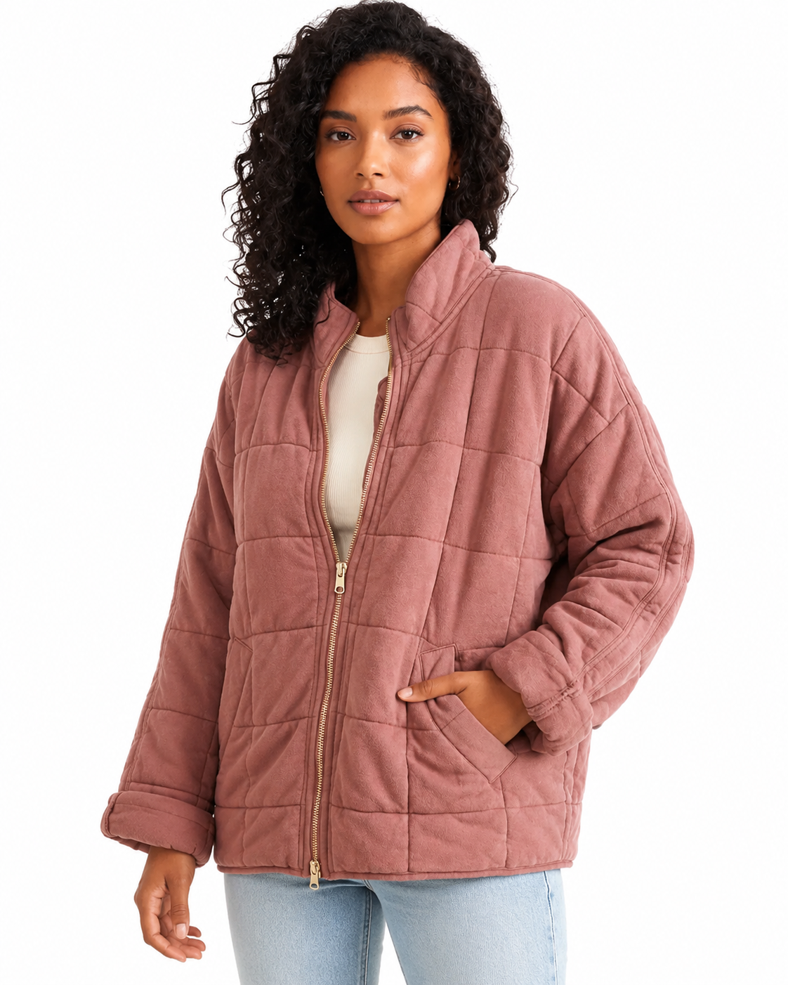 Women's Lightweight Quilted Jacket – Relaxed Fit for Winter