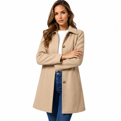 Women's A-Line Winter Coat – Button Closure