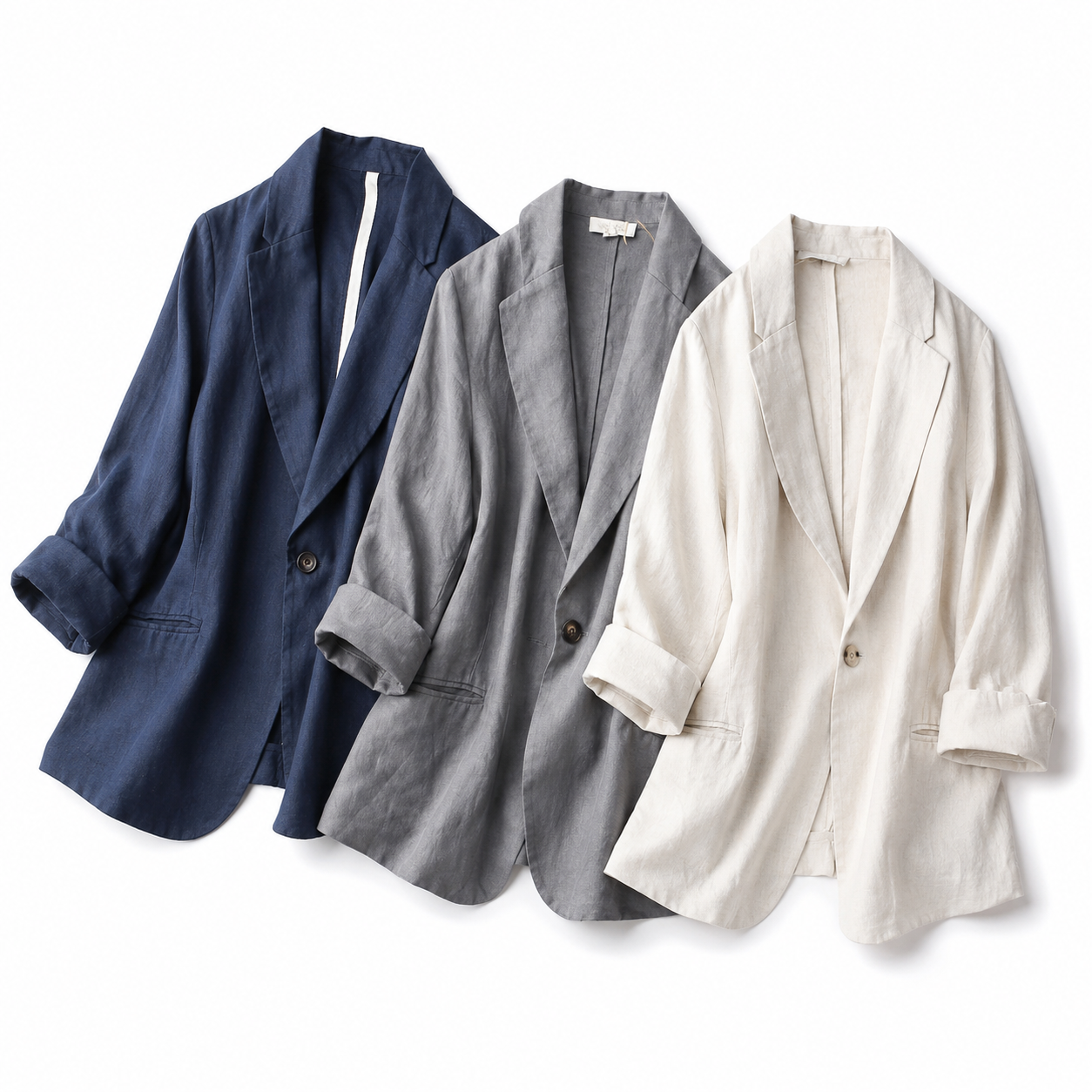 Women's Gossamer Linen Summer Jacket – Relaxed Tailored Fit with Lapel
