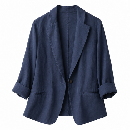 Women's Gossamer Linen Summer Jacket – Relaxed Tailored Fit with Lapel