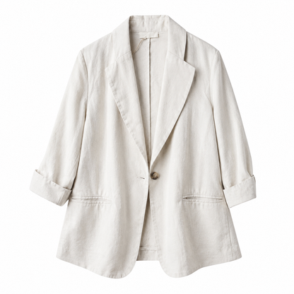 Women's Gossamer Linen Summer Jacket – Relaxed Tailored Fit with Lapel