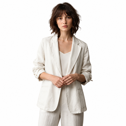 Women's Gossamer Linen Summer Jacket – Relaxed Tailored Fit with Lapel