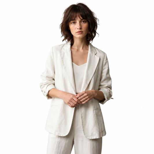 Women's Gossamer Linen Summer Jacket – Relaxed Tailored Fit with Lapel