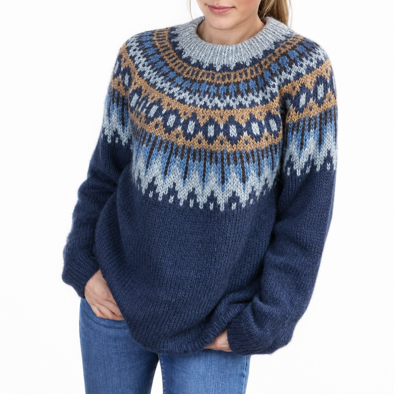 Women's Norwegian Knitted Sweater – Classic Nordic Pattern