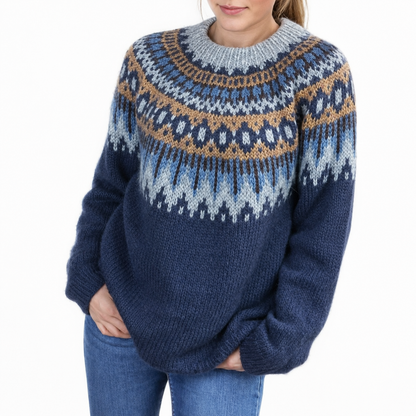 Women's Norwegian Knitted Sweater – Classic Nordic Pattern
