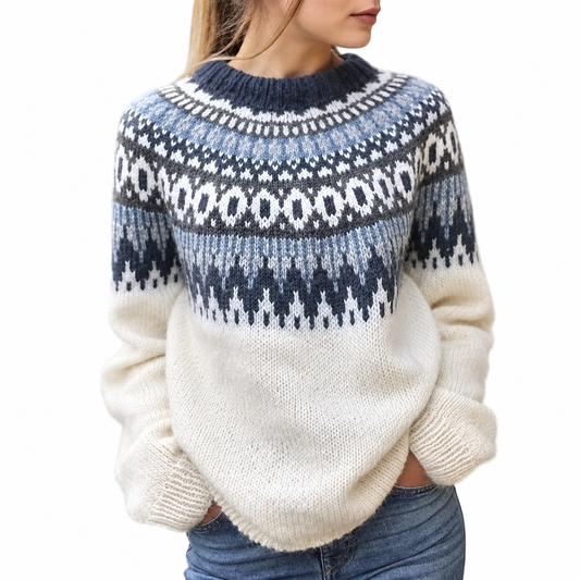 Women's Norwegian Knitted Sweater – Classic Nordic Pattern
