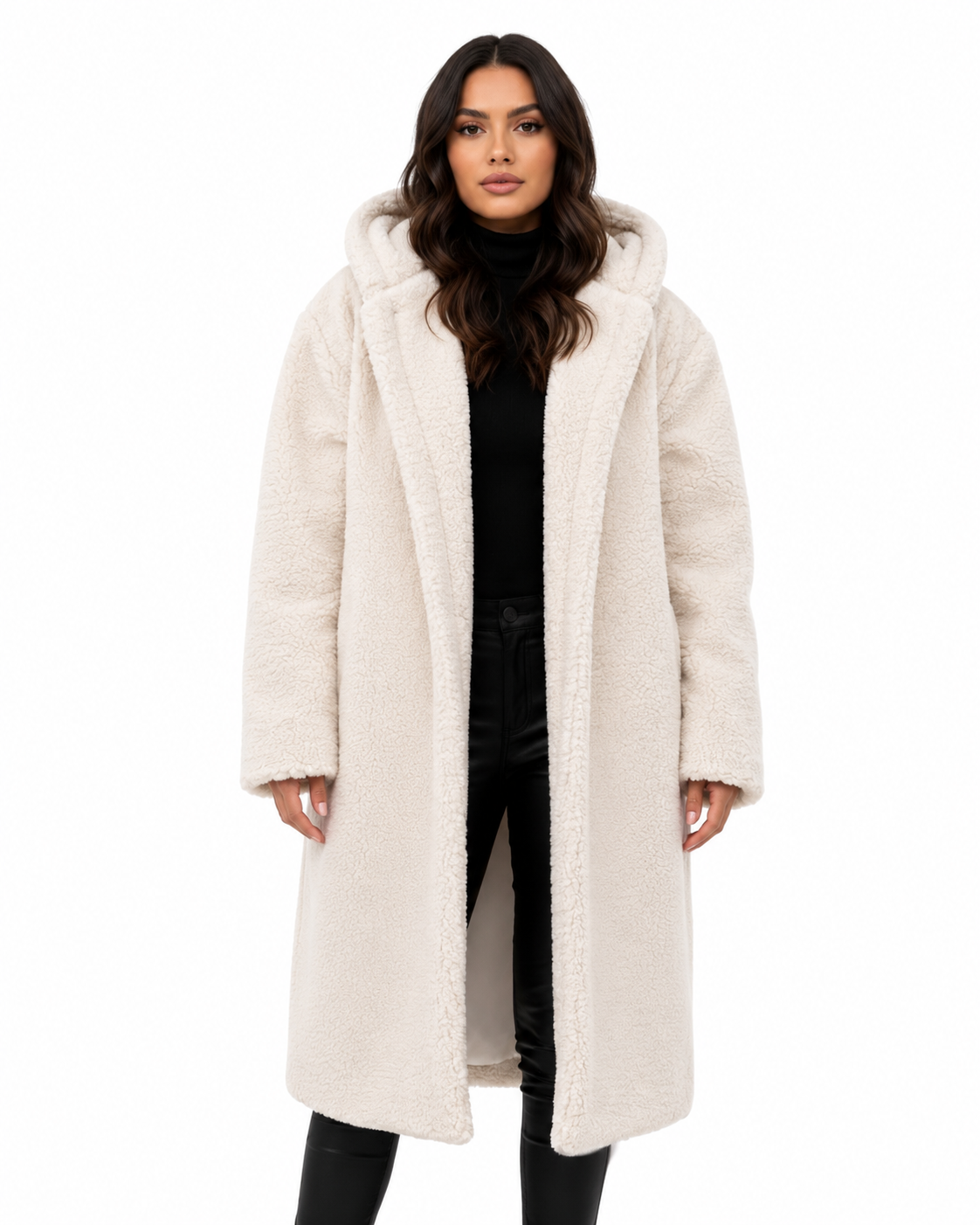Women's Long Teddy Coat – Relaxed Fit with Fleece Lining