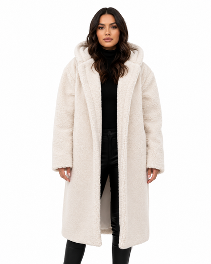 Women's Long Teddy Coat – Relaxed Fit with Fleece Lining