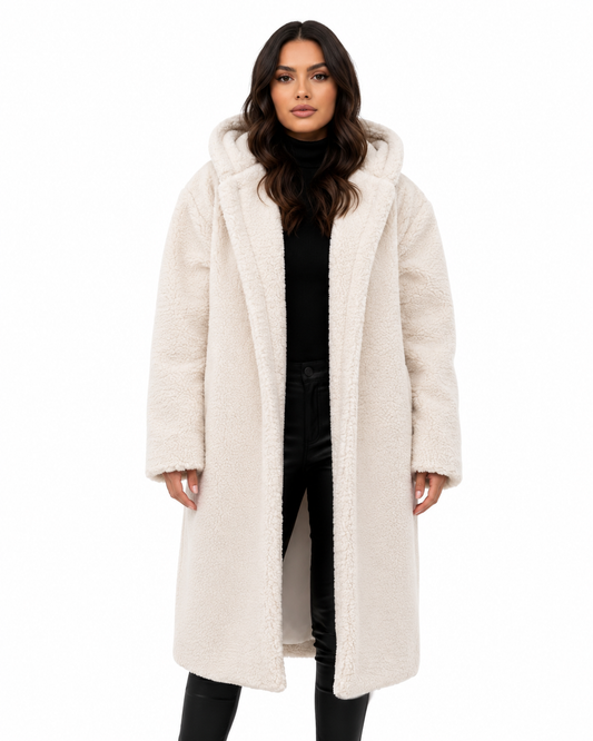 Women's Long Teddy Coat – Relaxed Fit with Fleece Lining