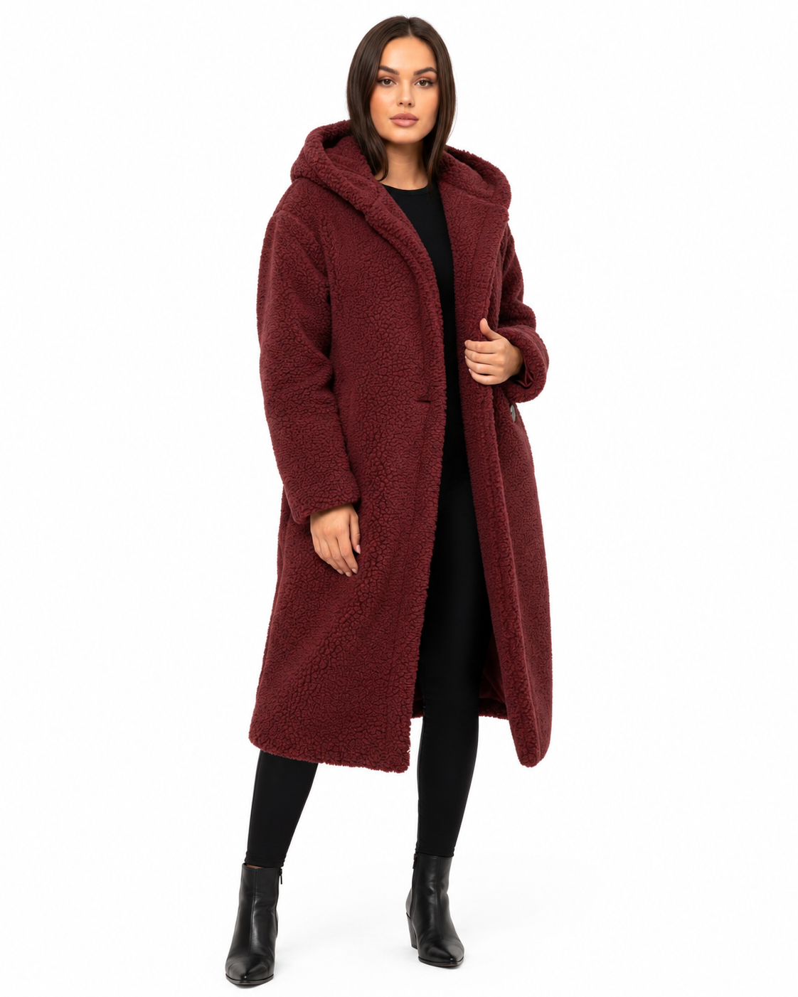 Women's Long Teddy Coat – Relaxed Fit with Fleece Lining