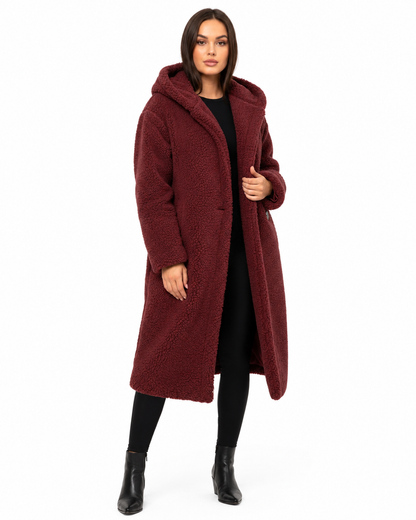 Women's Long Teddy Coat – Relaxed Fit with Fleece Lining