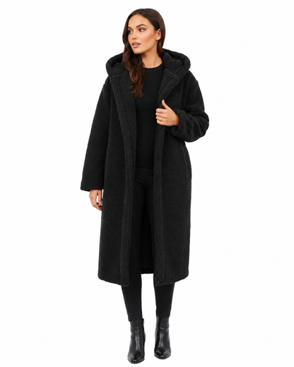 Women's Long Teddy Coat – Relaxed Fit with Fleece Lining