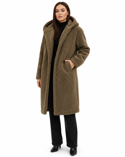 Women's Long Teddy Coat – Relaxed Fit with Fleece Lining