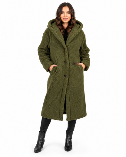 Women's Long Teddy Coat – Relaxed Fit with Fleece Lining