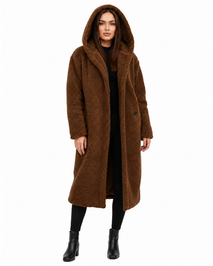 Women's Long Teddy Coat – Relaxed Fit with Fleece Lining