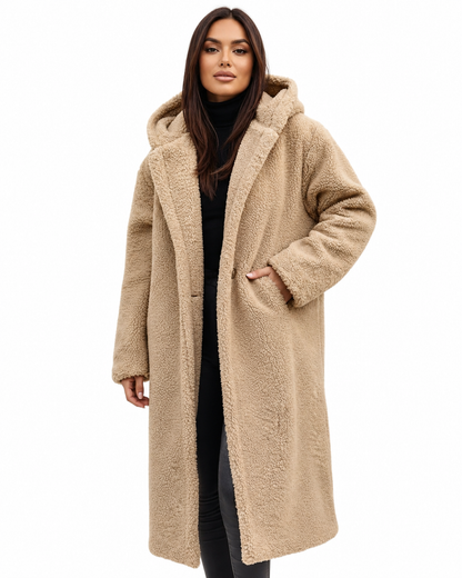 Women's Long Teddy Coat – Relaxed Fit with Fleece Lining