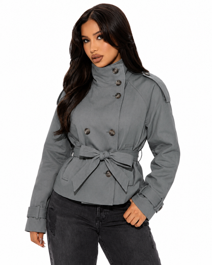 Women's Classic Trench Coat – Button Closure with Structured Silhouette