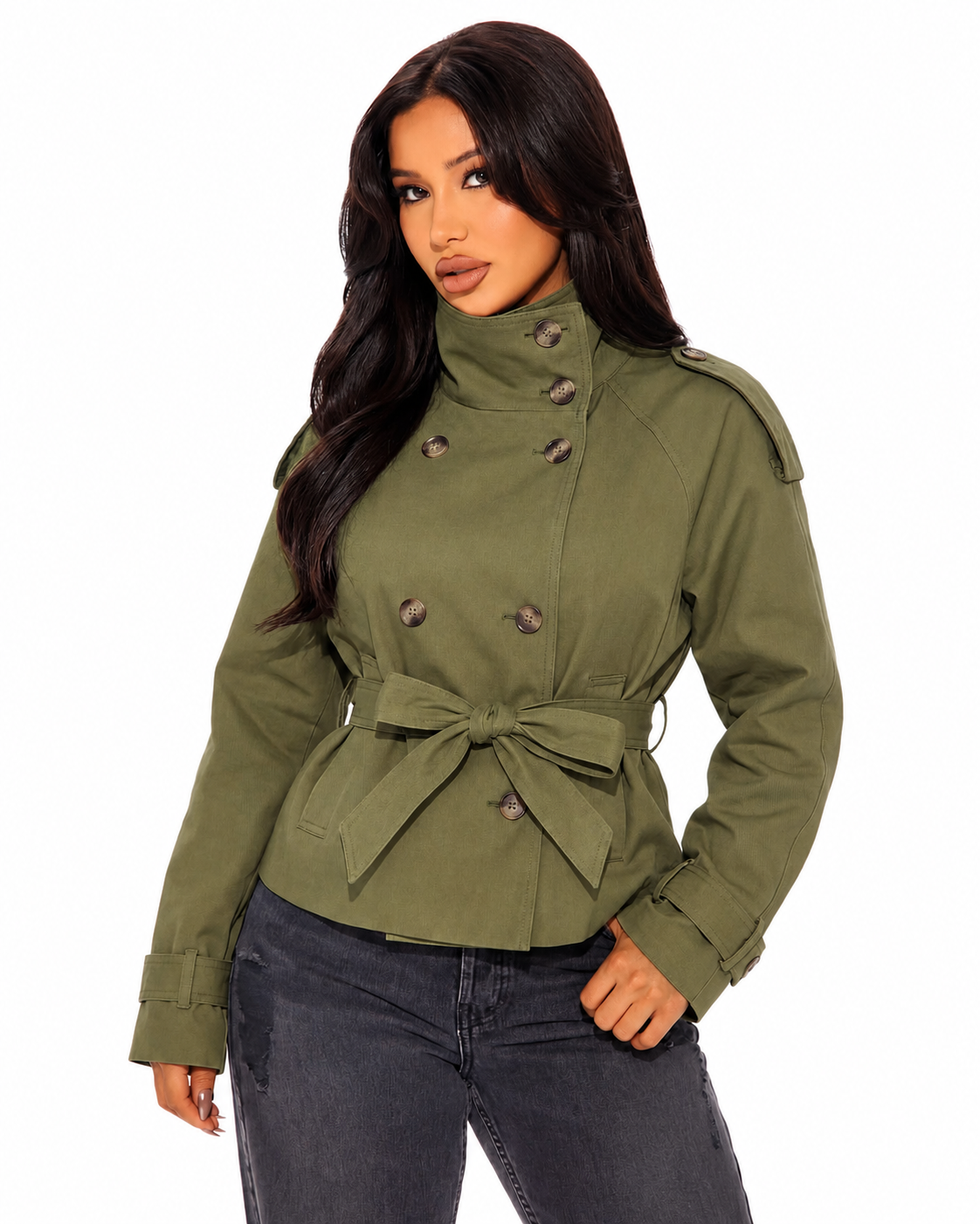 Women's Classic Trench Coat – Button Closure with Structured Silhouette