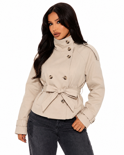 Women's Classic Trench Coat – Button Closure with Structured Silhouette
