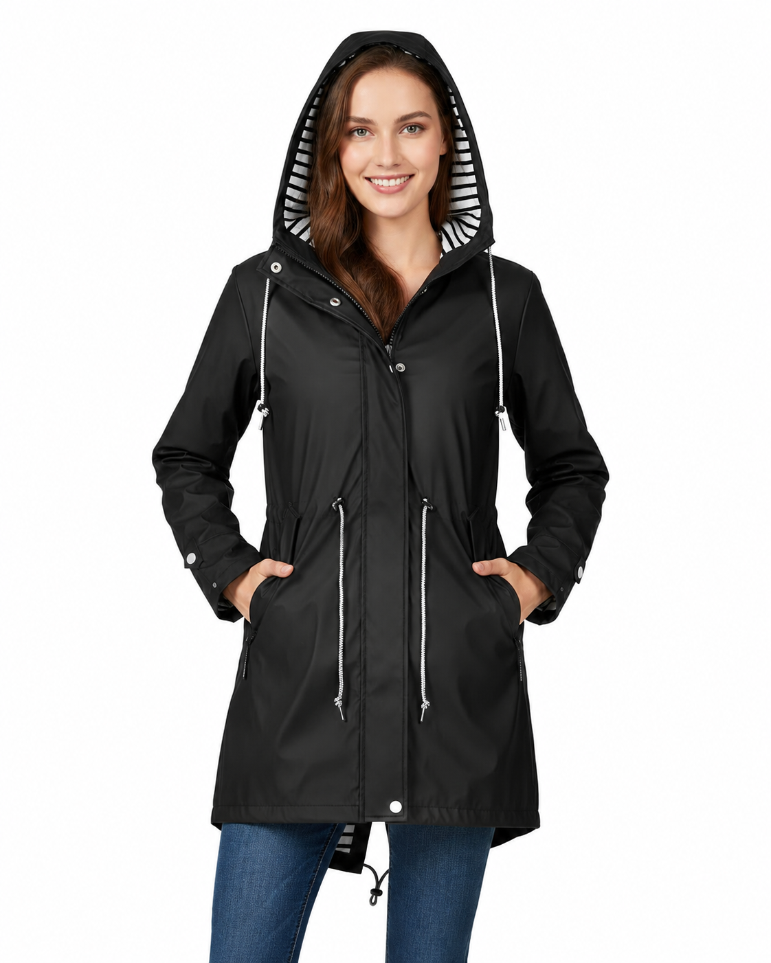 Women's Lightweight Waterproof Rain Jacket – Adjustable Hood