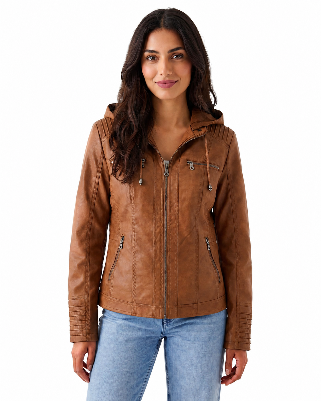 Women's Lightweight Weatherproof Jacket – Hood with Drawstring, Windproof Hem