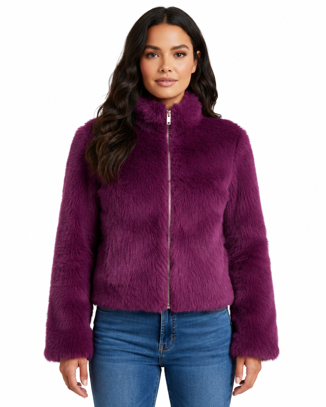 Women's Faux Fur Short Jacket – Fitted Design