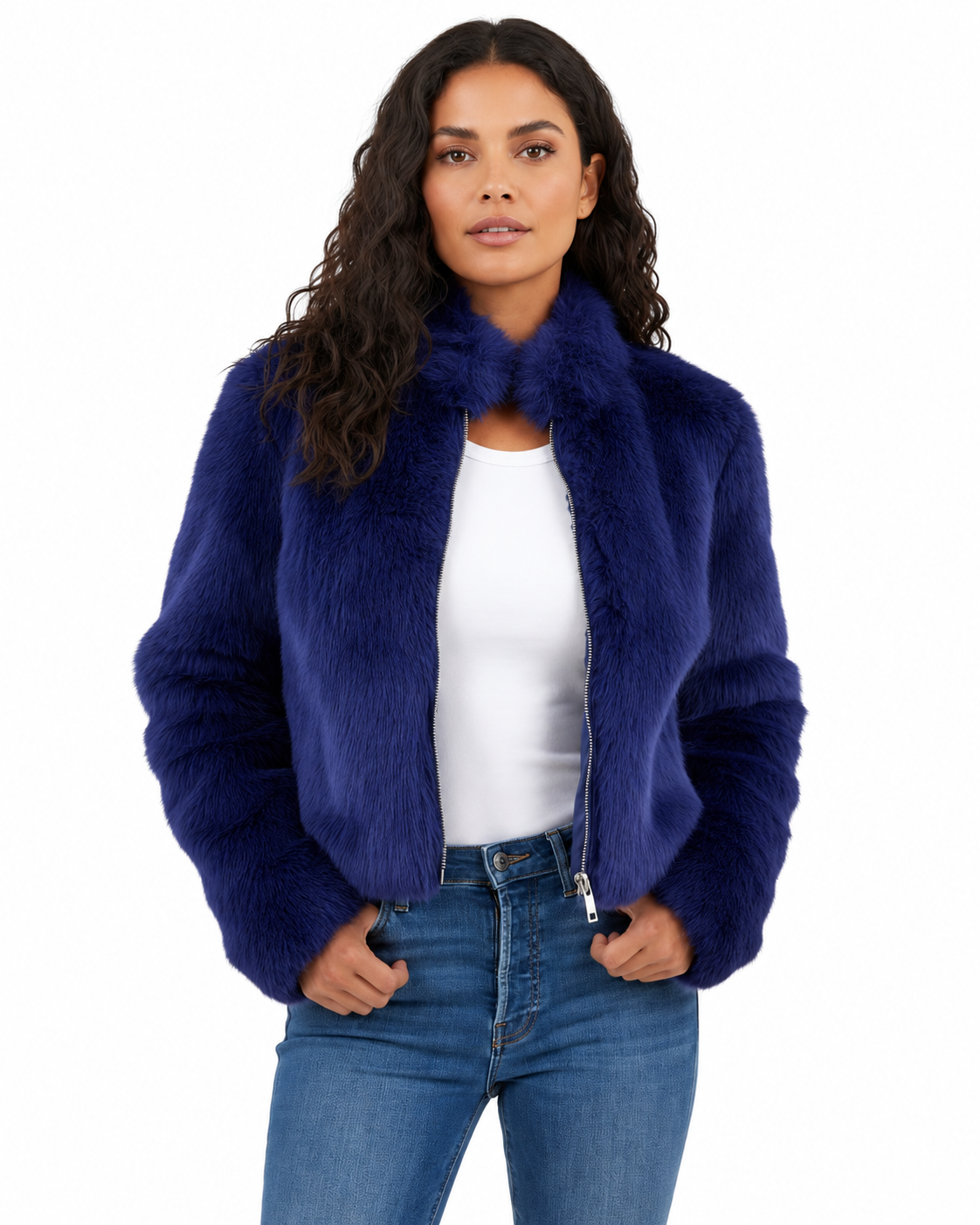 Women's Faux Fur Short Jacket – Fitted Design