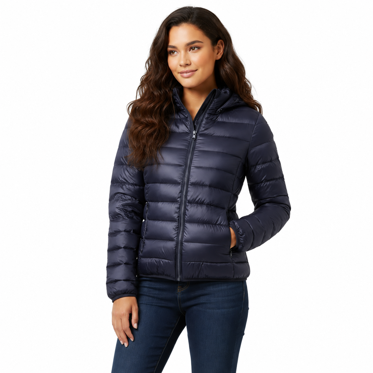 Women's Lightweight Black Puffer Jacket – Sporty Fit with Warm Insulation