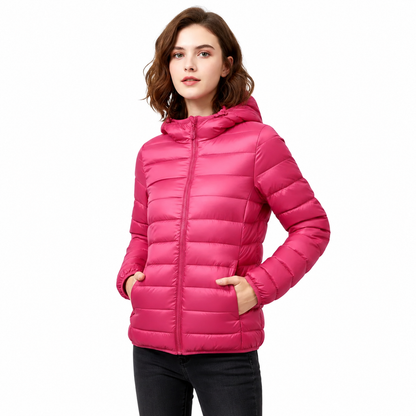 Women's Lightweight Black Puffer Jacket – Sporty Fit with Warm Insulation