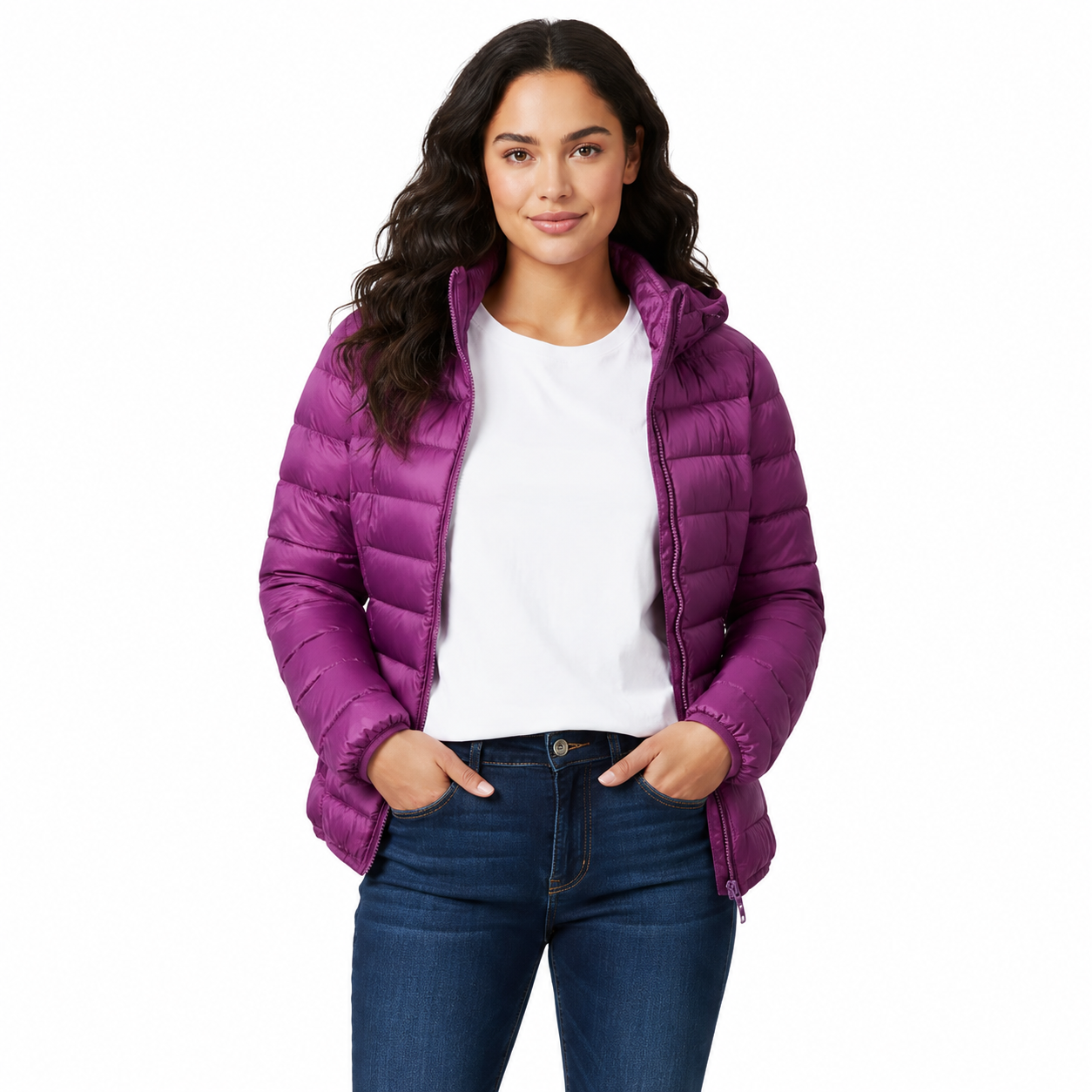 Women's Lightweight Black Puffer Jacket – Sporty Fit with Warm Insulation