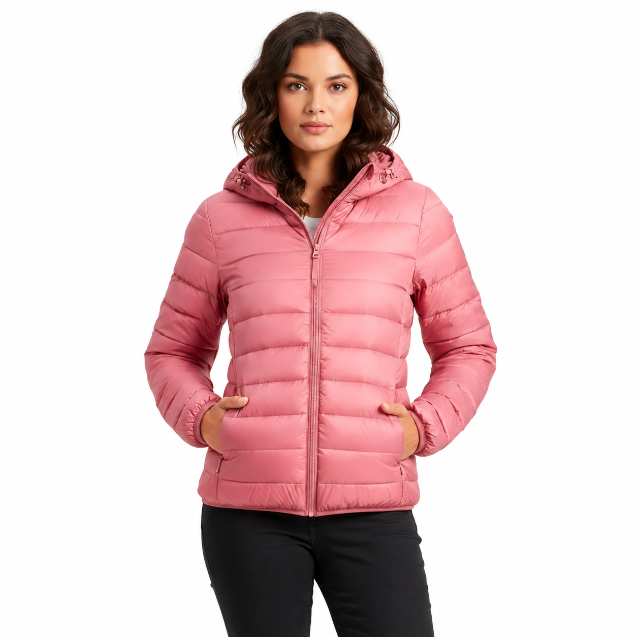 Women's Lightweight Black Puffer Jacket – Sporty Fit with Warm Insulation