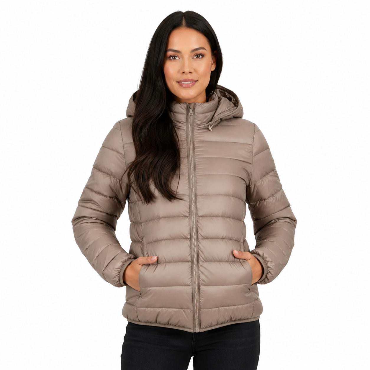 Women's Lightweight Black Puffer Jacket – Sporty Fit with Warm Insulation