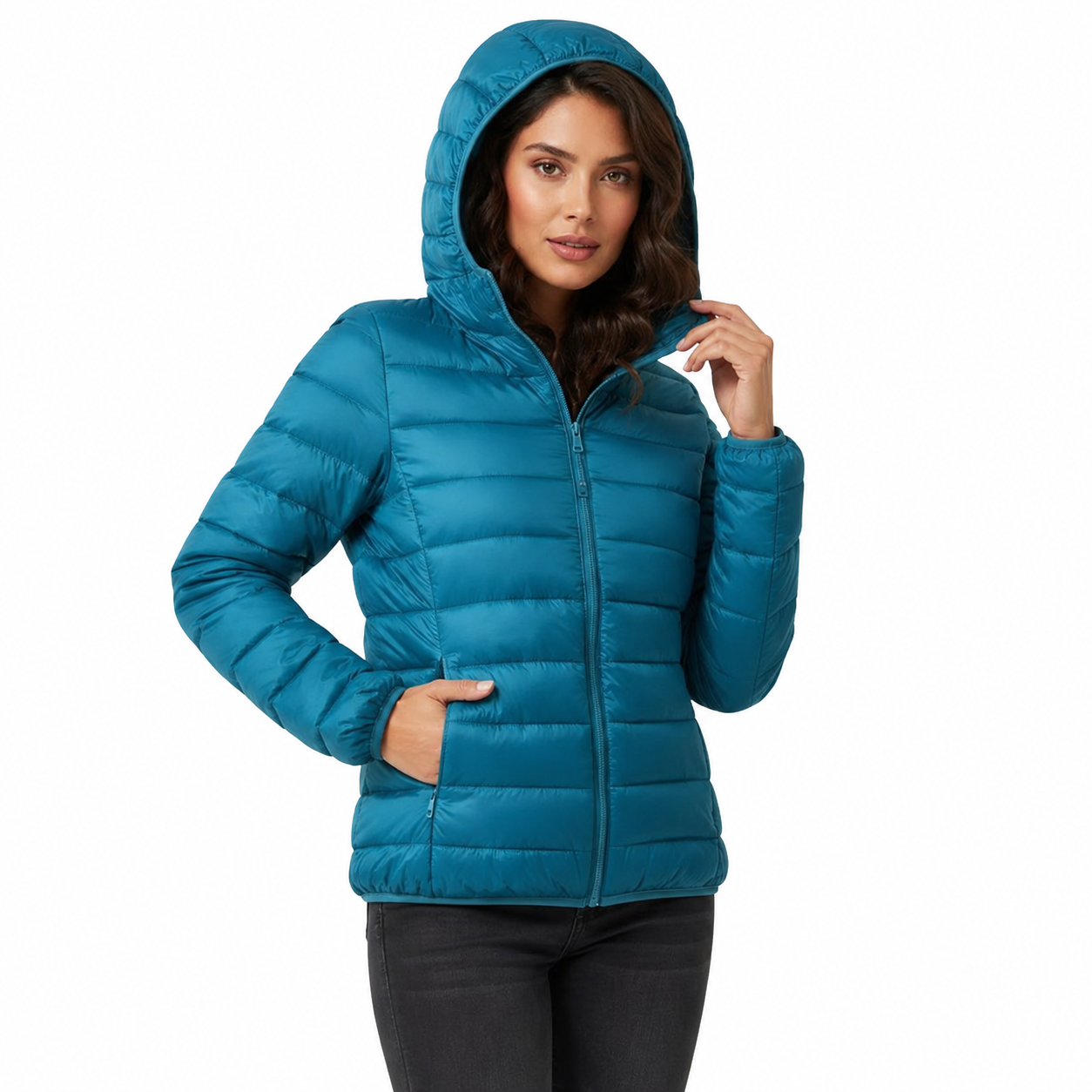 Women's Lightweight Black Puffer Jacket – Sporty Fit with Warm Insulation