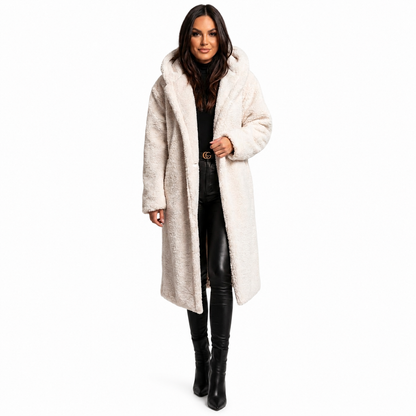 Women's Hooded Teddy Coat – Relaxed Fit with Button Closure