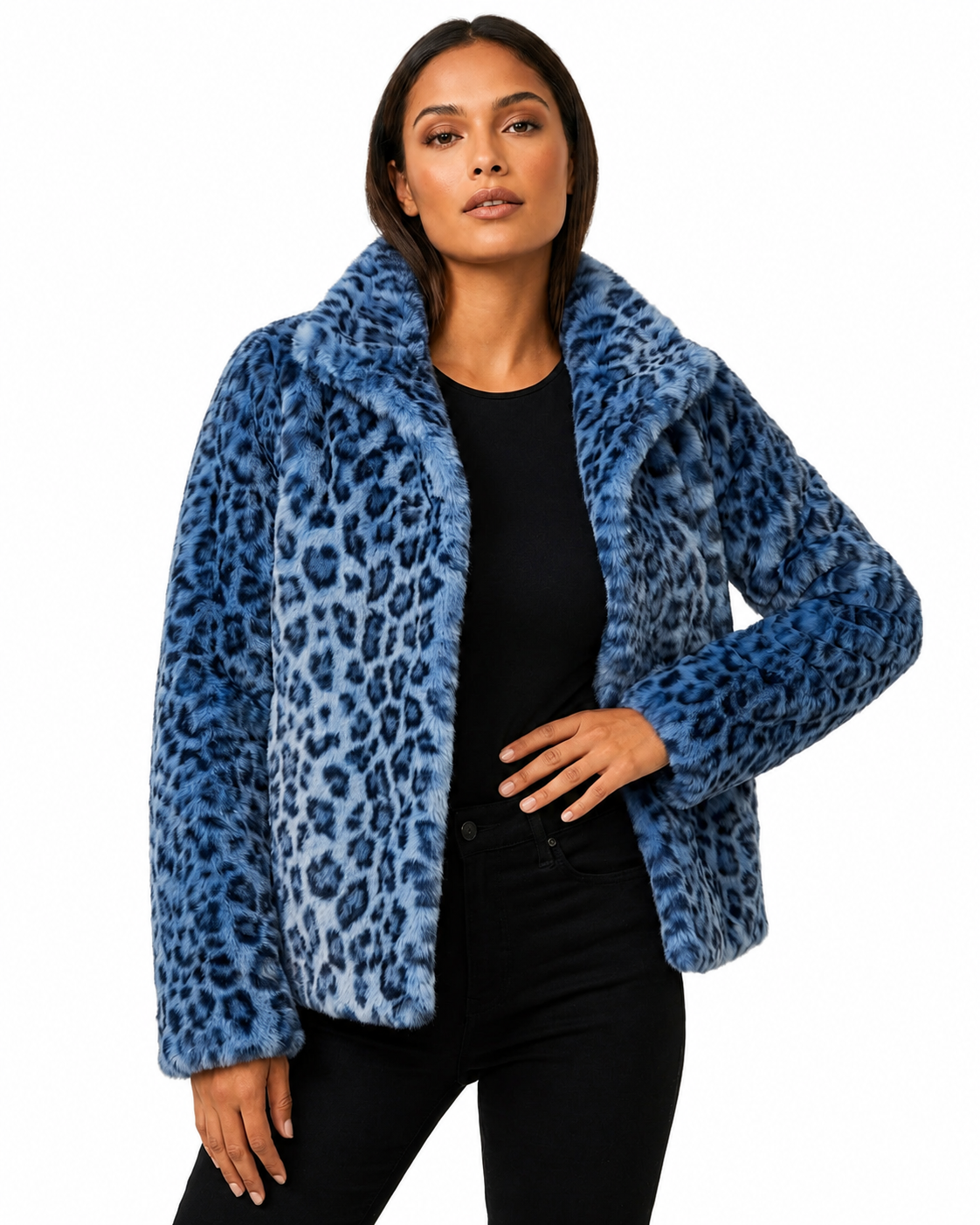 Women's Leopard Print Teddy Jacket – Relaxed Fit With Plush Fabric