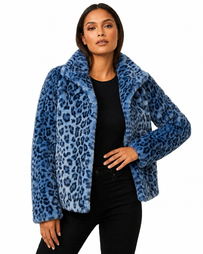 Women's Leopard Print Teddy Jacket – Relaxed Fit With Plush Fabric