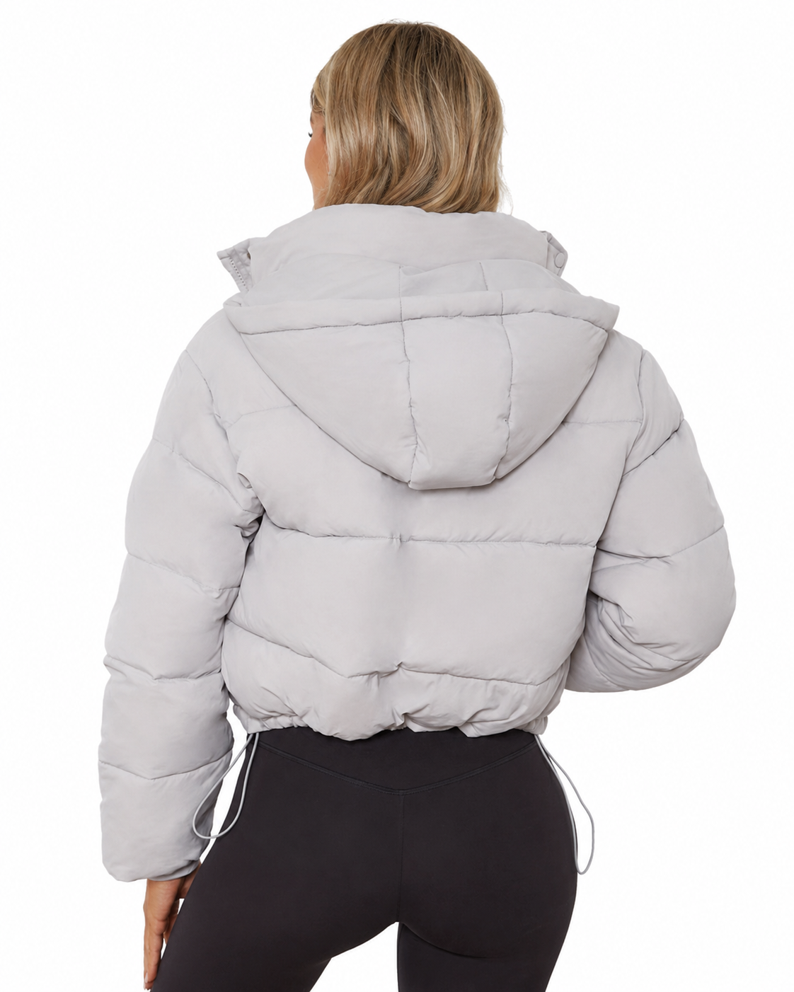 Women's Cropped Hooded Puffer Jacket – Quilted Design with Zip Closure