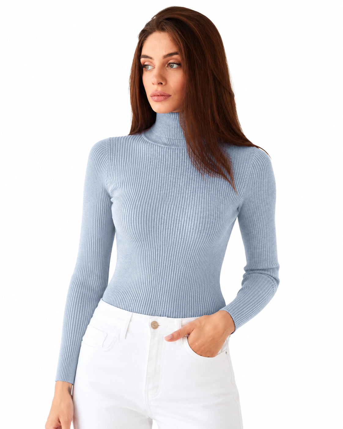 Women's Classic Cotton Turtleneck Sweater – Relaxed Fit