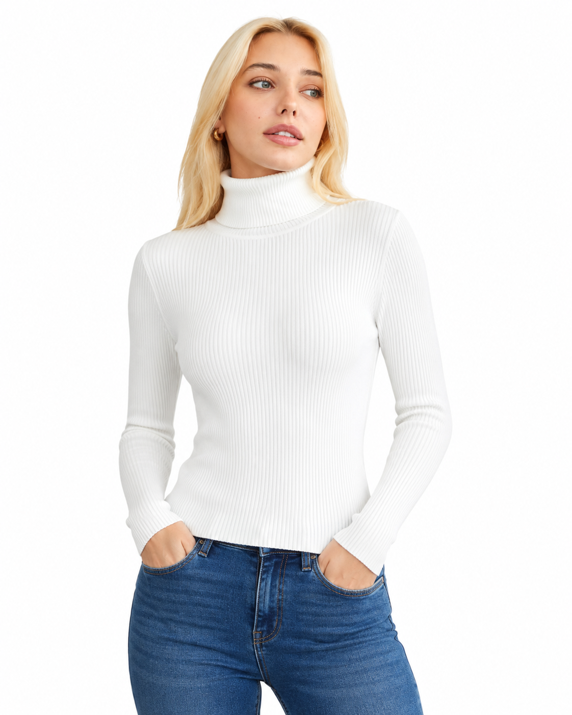 Women's Classic Cotton Turtleneck Sweater – Relaxed Fit