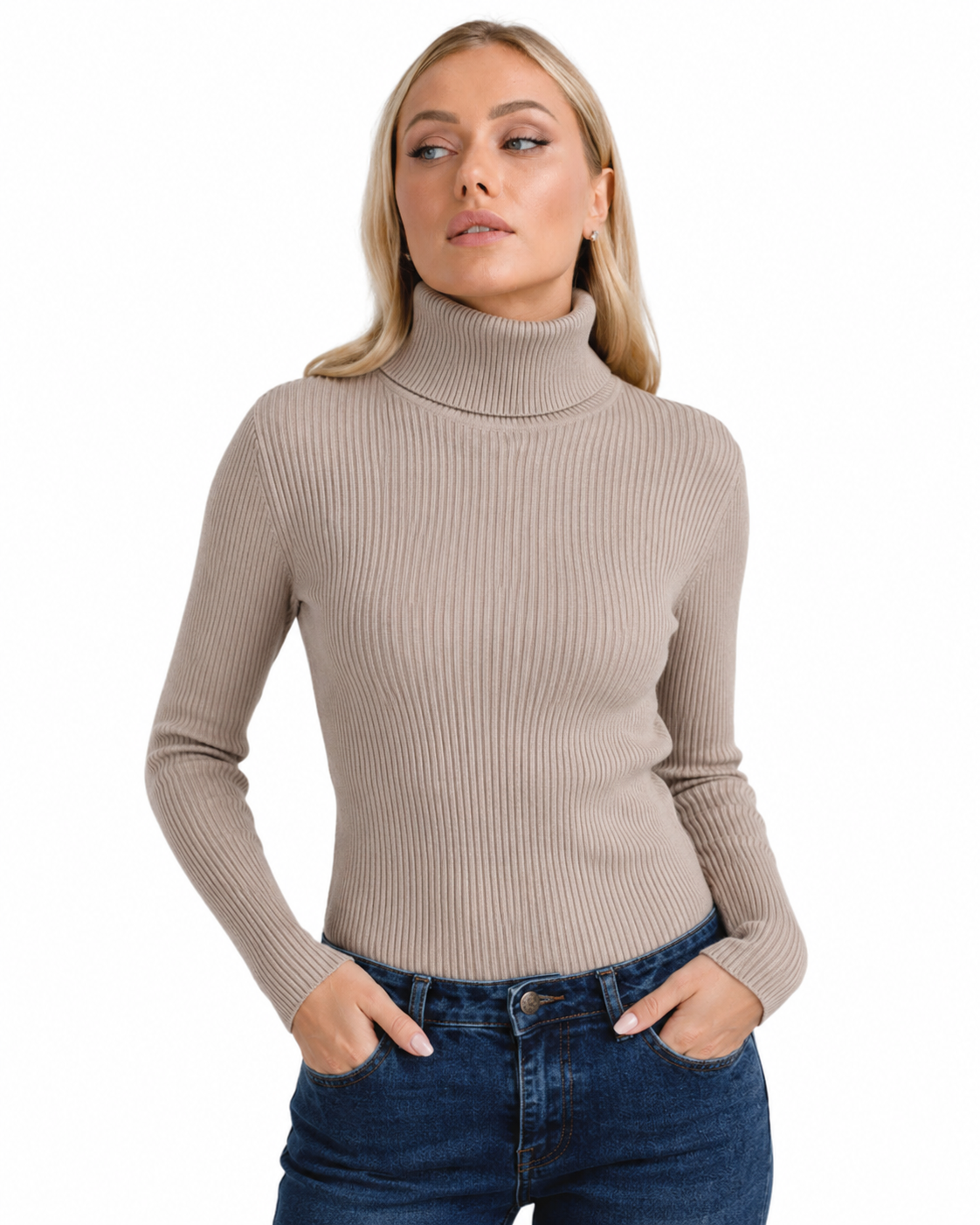 Women's Classic Cotton Turtleneck Sweater – Relaxed Fit