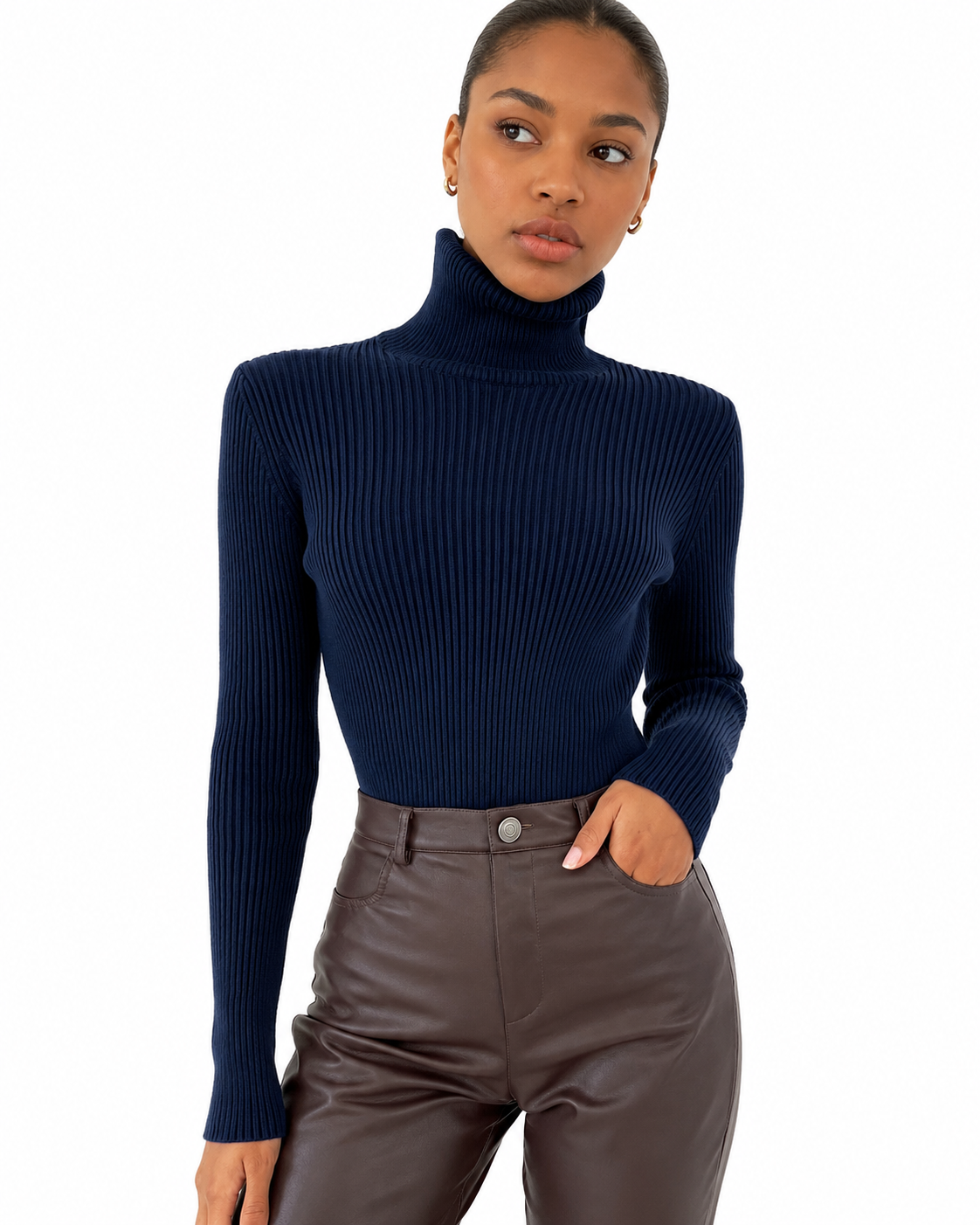 Women's Classic Cotton Turtleneck Sweater – Relaxed Fit
