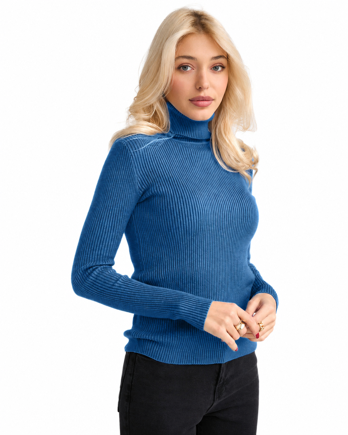 Women's Classic Cotton Turtleneck Sweater – Relaxed Fit