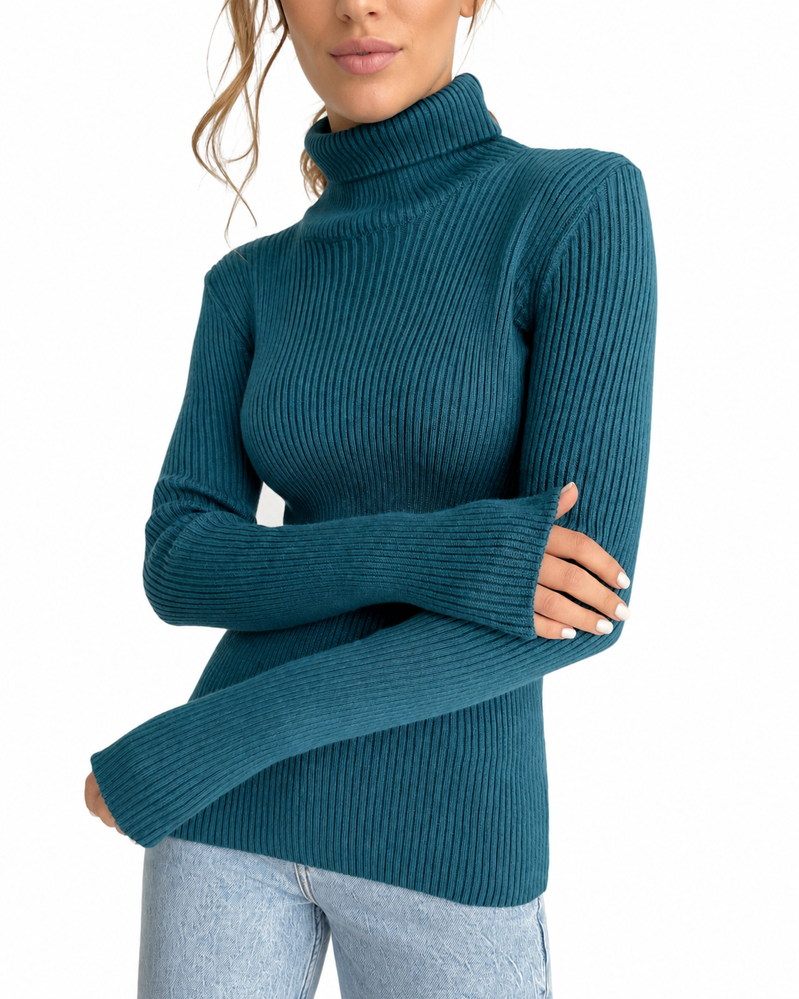 Women's Classic Cotton Turtleneck Sweater – Relaxed Fit