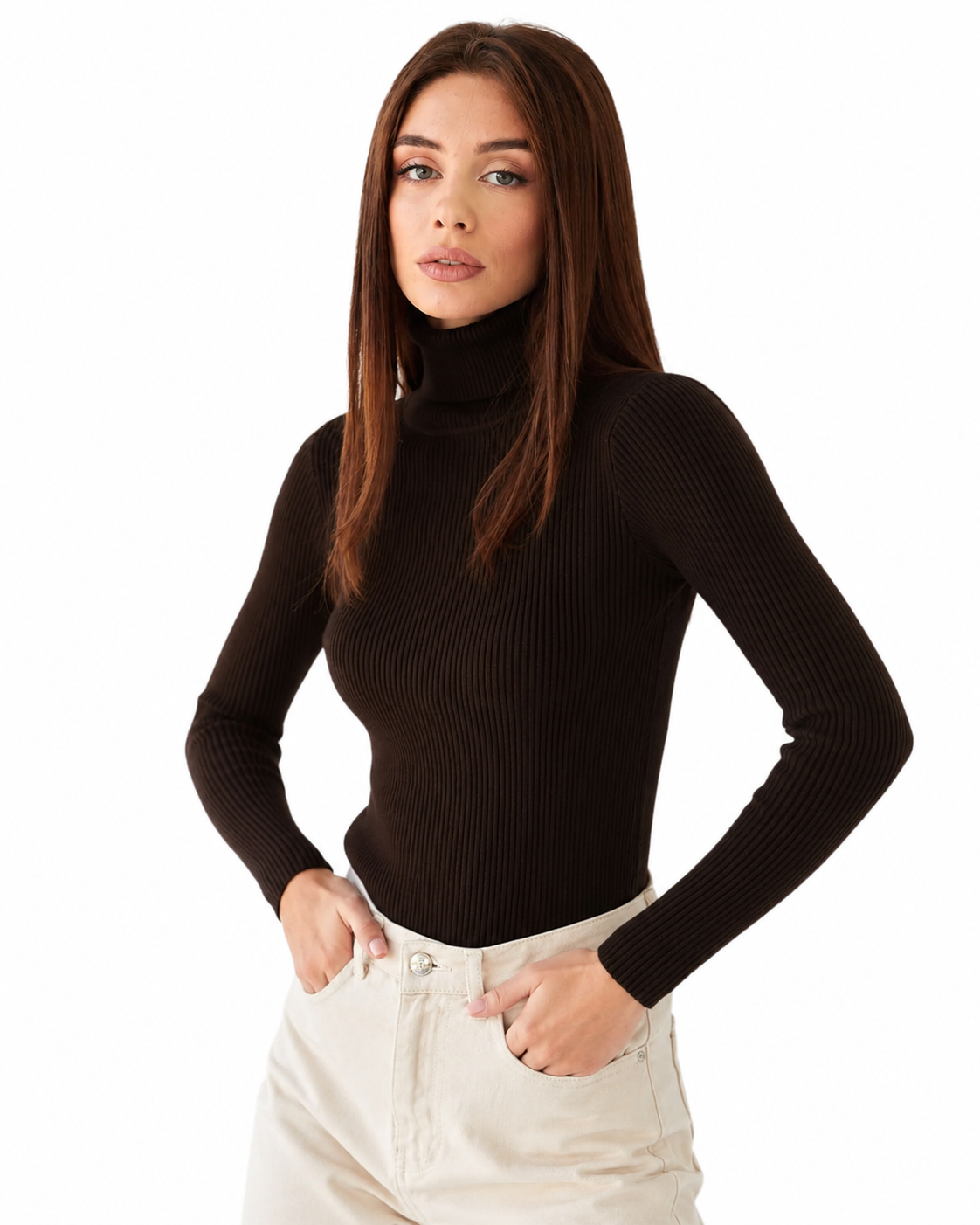 Women's Classic Cotton Turtleneck Sweater – Relaxed Fit