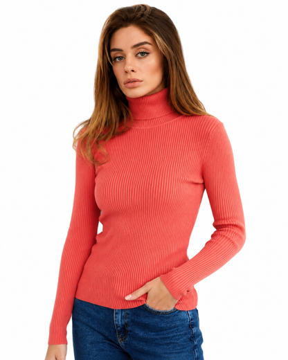Women's Classic Cotton Turtleneck Sweater – Relaxed Fit
