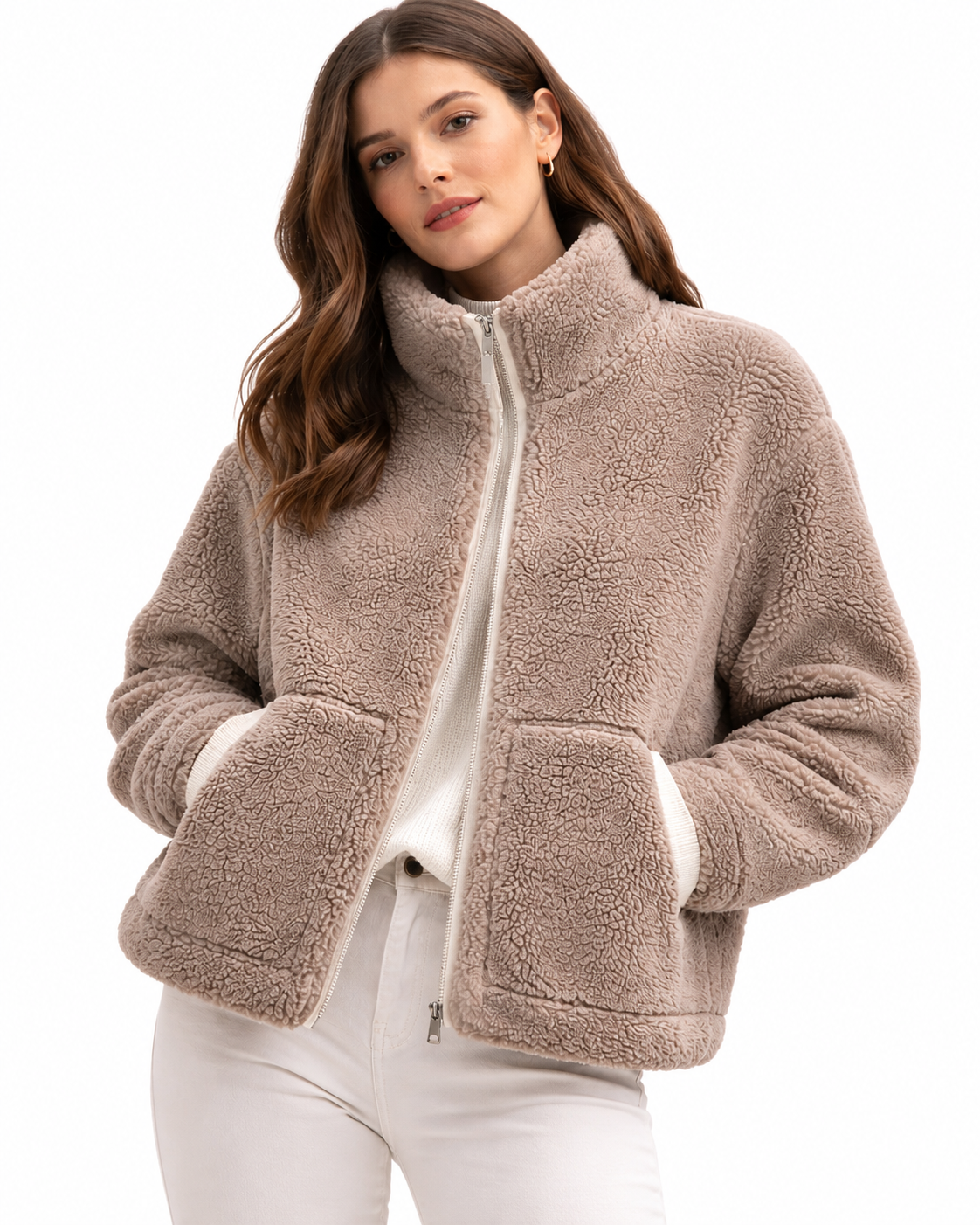 Women's Oversized Fleece Jacket – Teddy Style for Cooler Weather