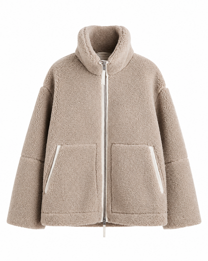 Women's Oversized Fleece Jacket – Teddy Style for Cooler Weather