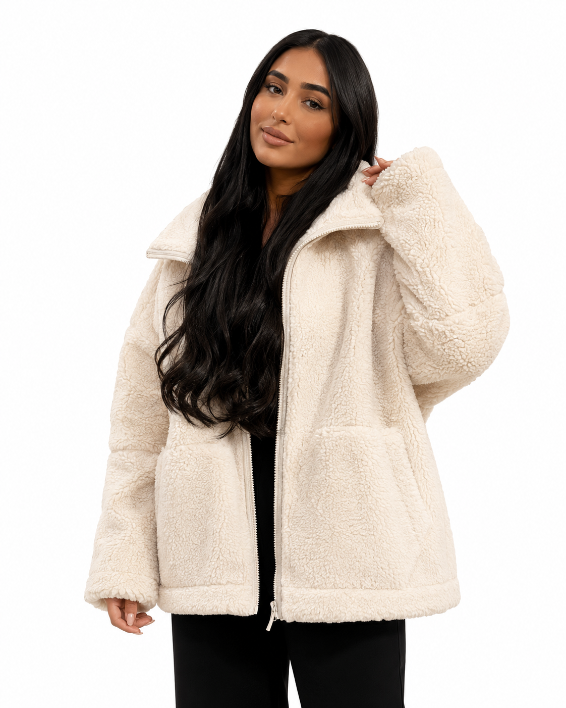 Women's Oversized Fleece Jacket – Teddy Style for Cooler Weather